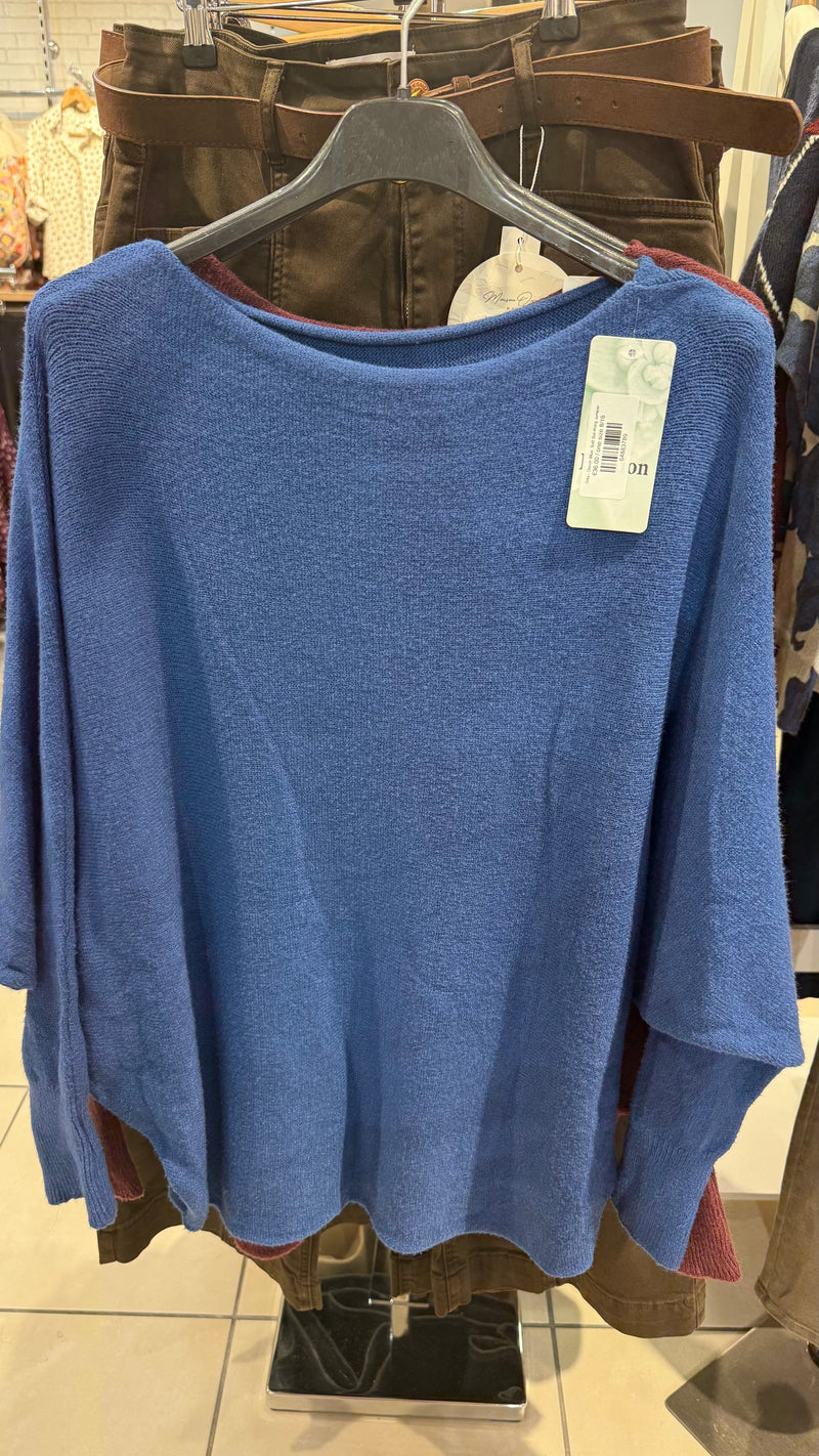 Orla - Denim Blue Soft Bat-Wing Jumper