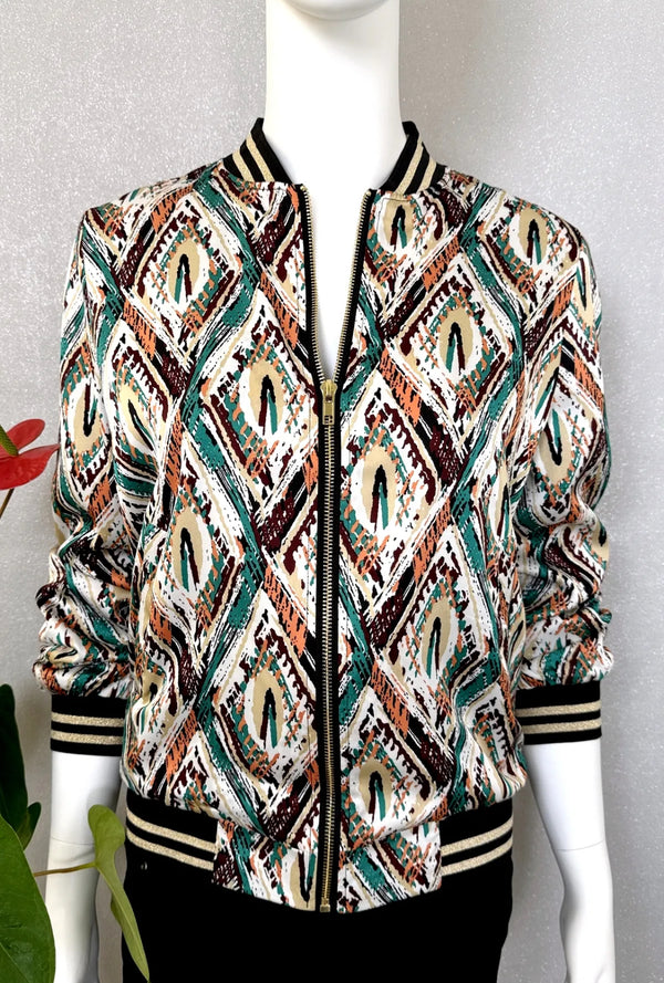 Willow - Multi Colour Printed Lined Bomber Jacket