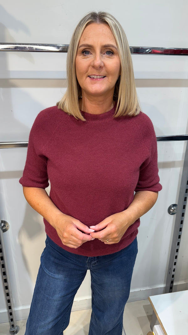 Darren - Mulberry Round Neck Soft knit jumper