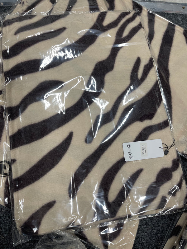 Ava - Beige/Brown Zebra Print Winter Scarf