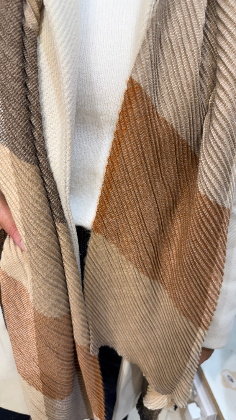 Fiona - Camel/Beige Ribbed Scarf