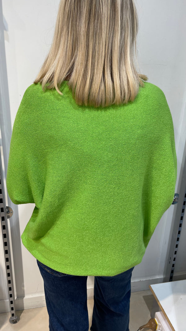 Orla - Green Soft Knit Bat-Wing Jumper