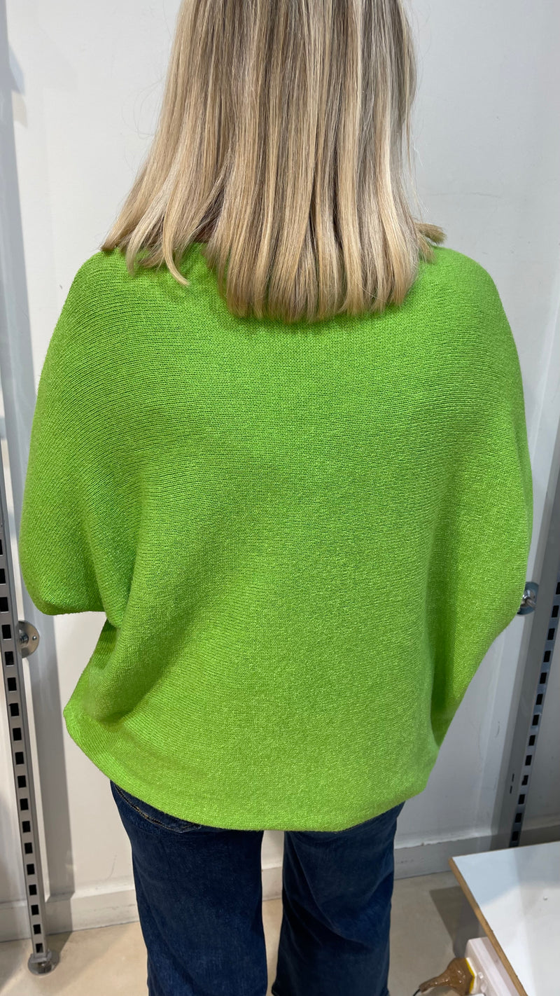 Orla - Green Soft Knit Bat-Wing Jumper