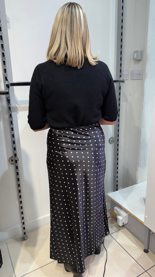 Paris - Black Polka Dot Midi Skirt