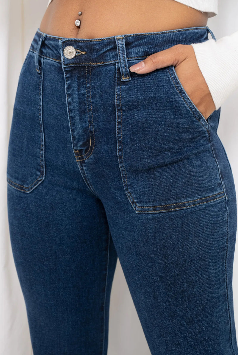 Logan - Blue Denim Square Pocket Stretch Denims