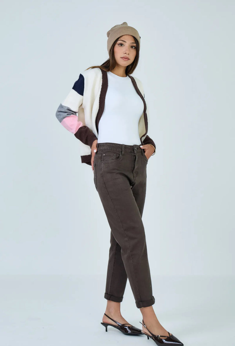 Jessica - Brown stretch mom jean
