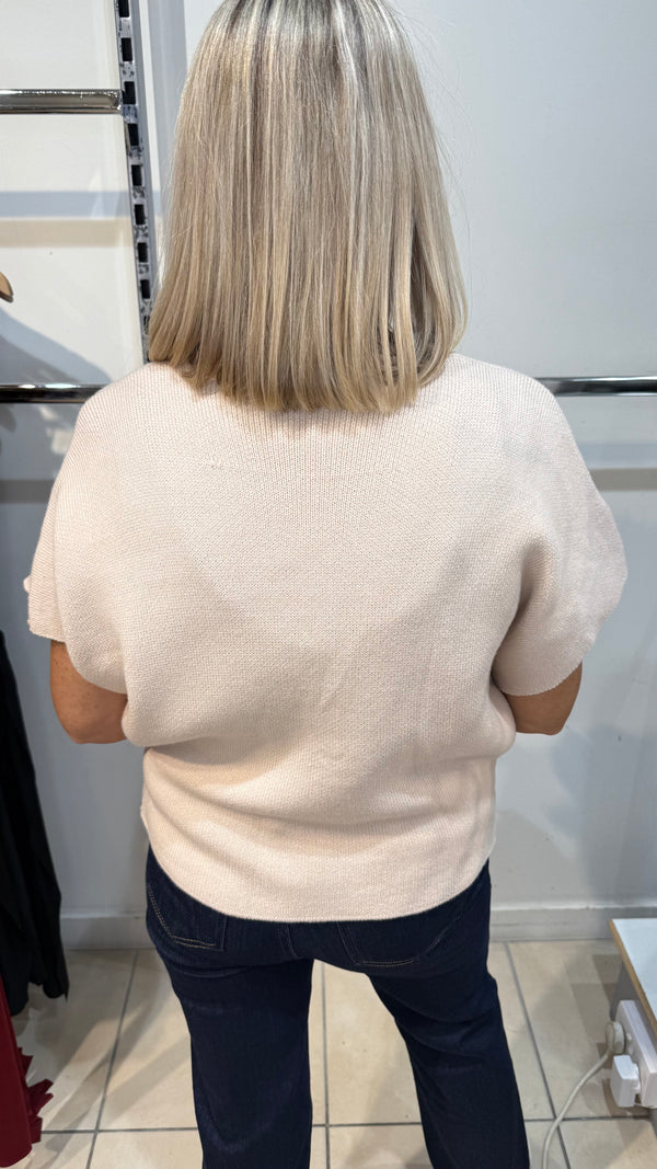 Sheena - Beige  Gold Button knitted sweater