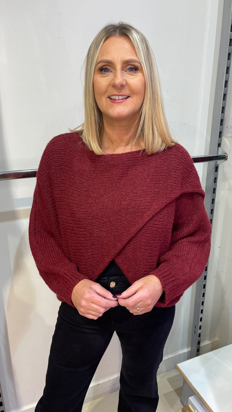 Emer - Wine Diagonal Knit