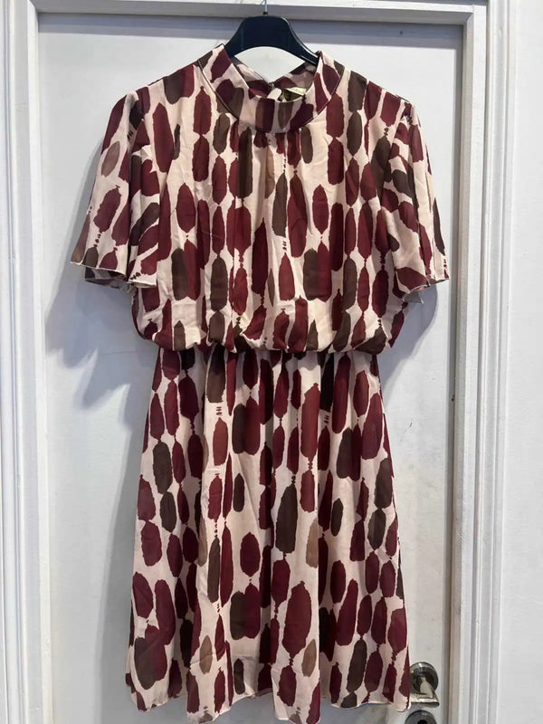 Abbie Wine/Brown Pebble Print Dress