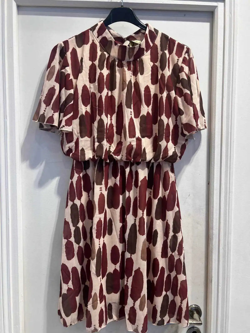 Abbie Wine/Brown Pebble Print Dress