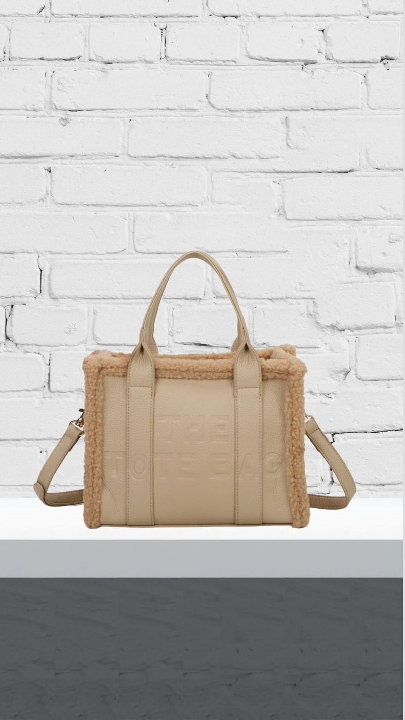 Truly - Fleece Mini Tote Bag Beige