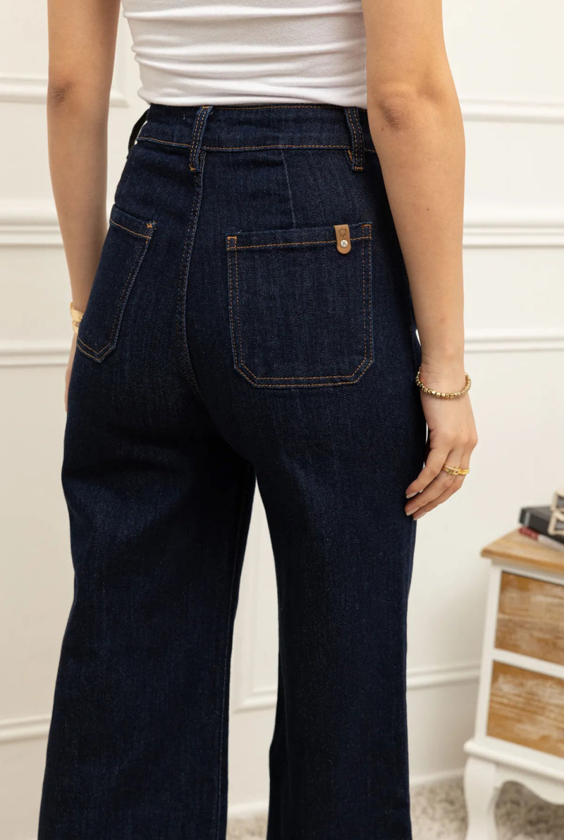 Fay - Dark denim high waist crop jean