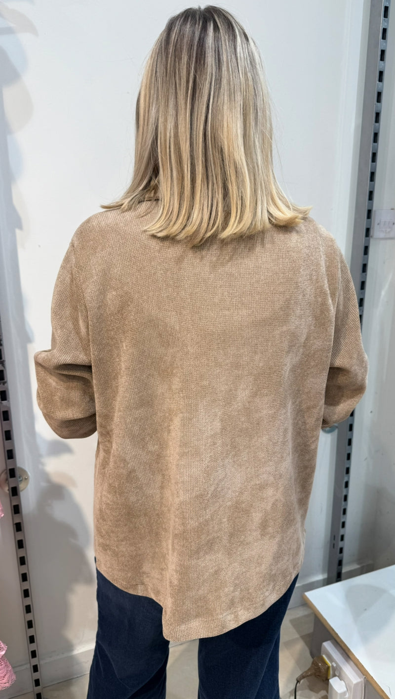 Joey - Light Taupe Ribbed Velvet Feel Blazer