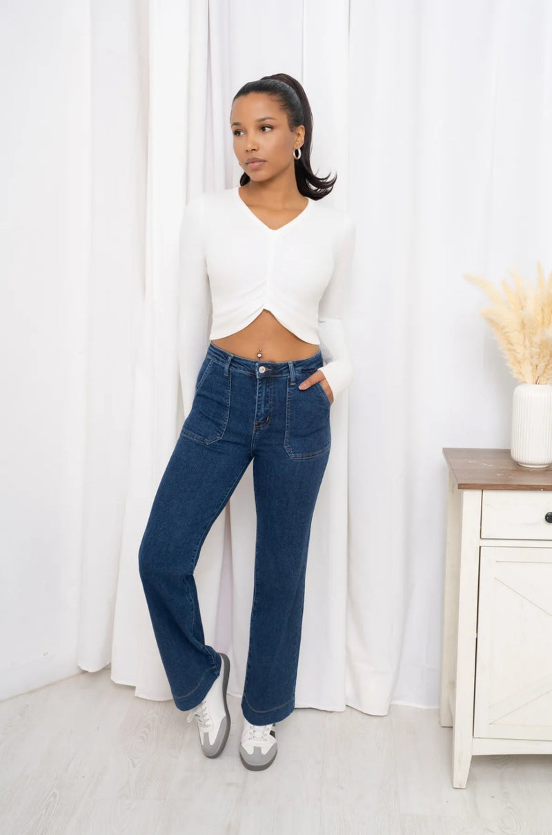 Logan - Blue Denim Square Pocket Stretch Denims