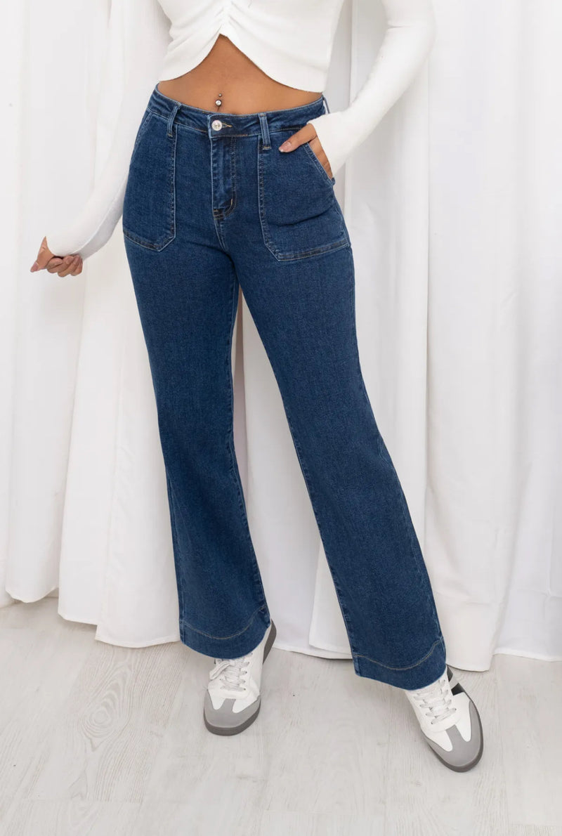 Logan - Blue Denim Square Pocket Stretch Denims