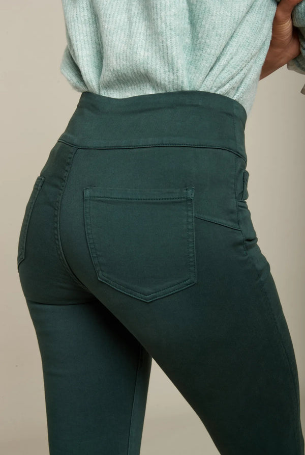 Lisa - Dark Green Stretch High Waist Jeans