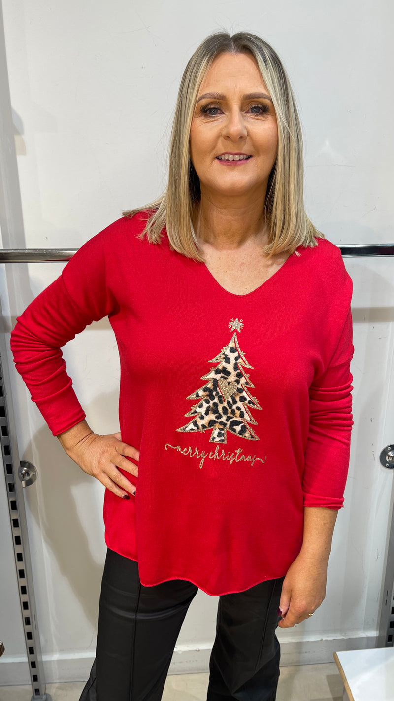 Mandy - Red Xmas Tree Merry Christmas Top