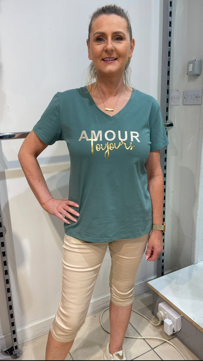 Toni - Green V Neck Amour T-shirt