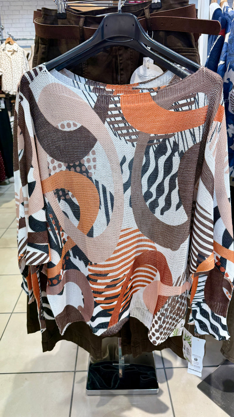 Laurel - Brown/Orange Abstract Fine Knit