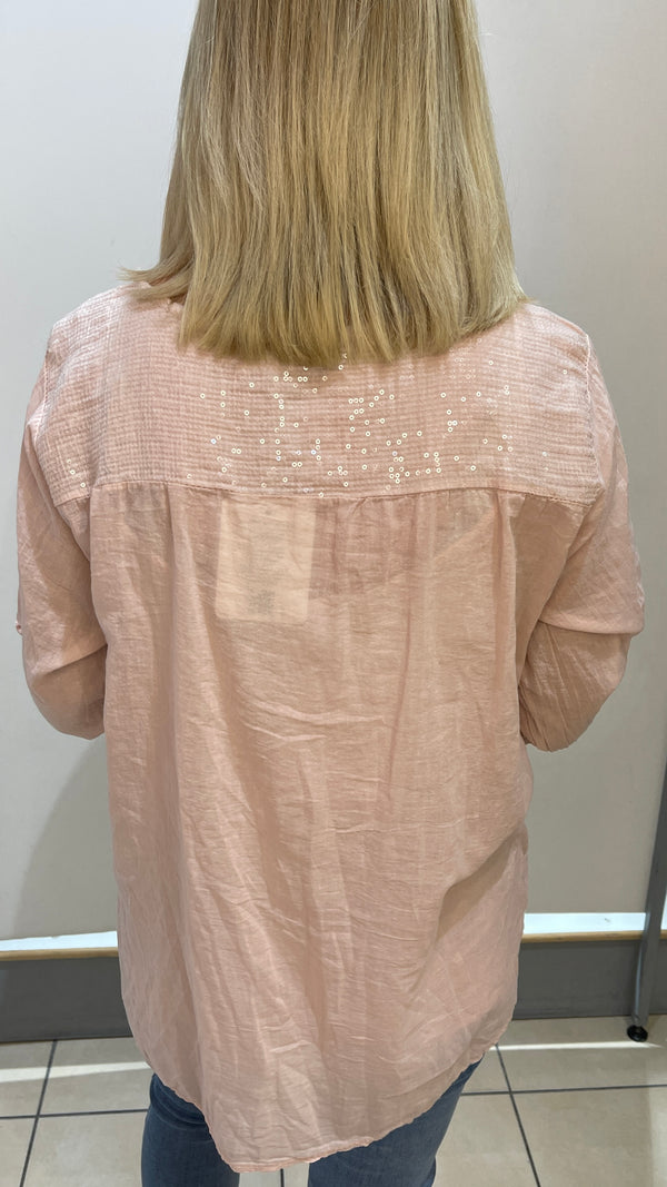 Anna - Lace Sequin Dusky Pink Twinset