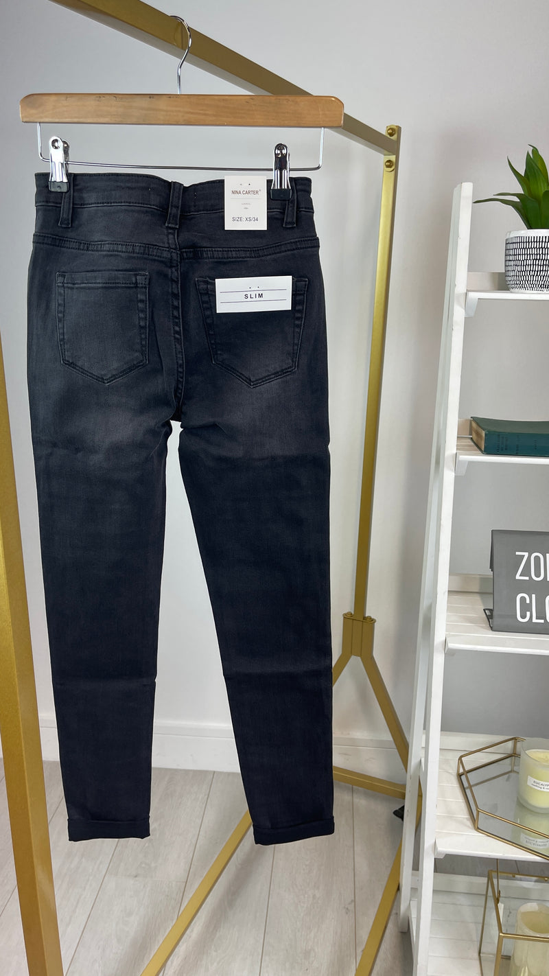 Cliona - Grey Stretch Slim Fit Jeans