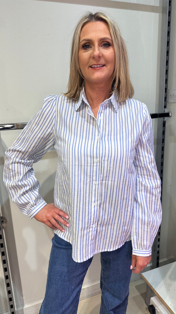 Vicky - Blue waffle stripe Shirt