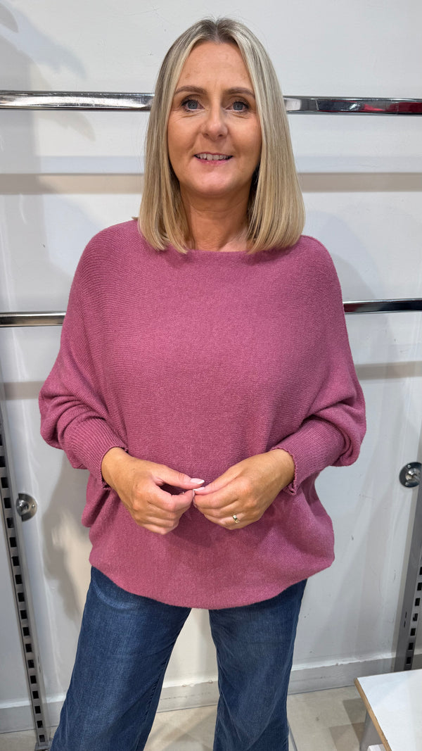 Orla - Mauve Soft Bat-Wing Jumper