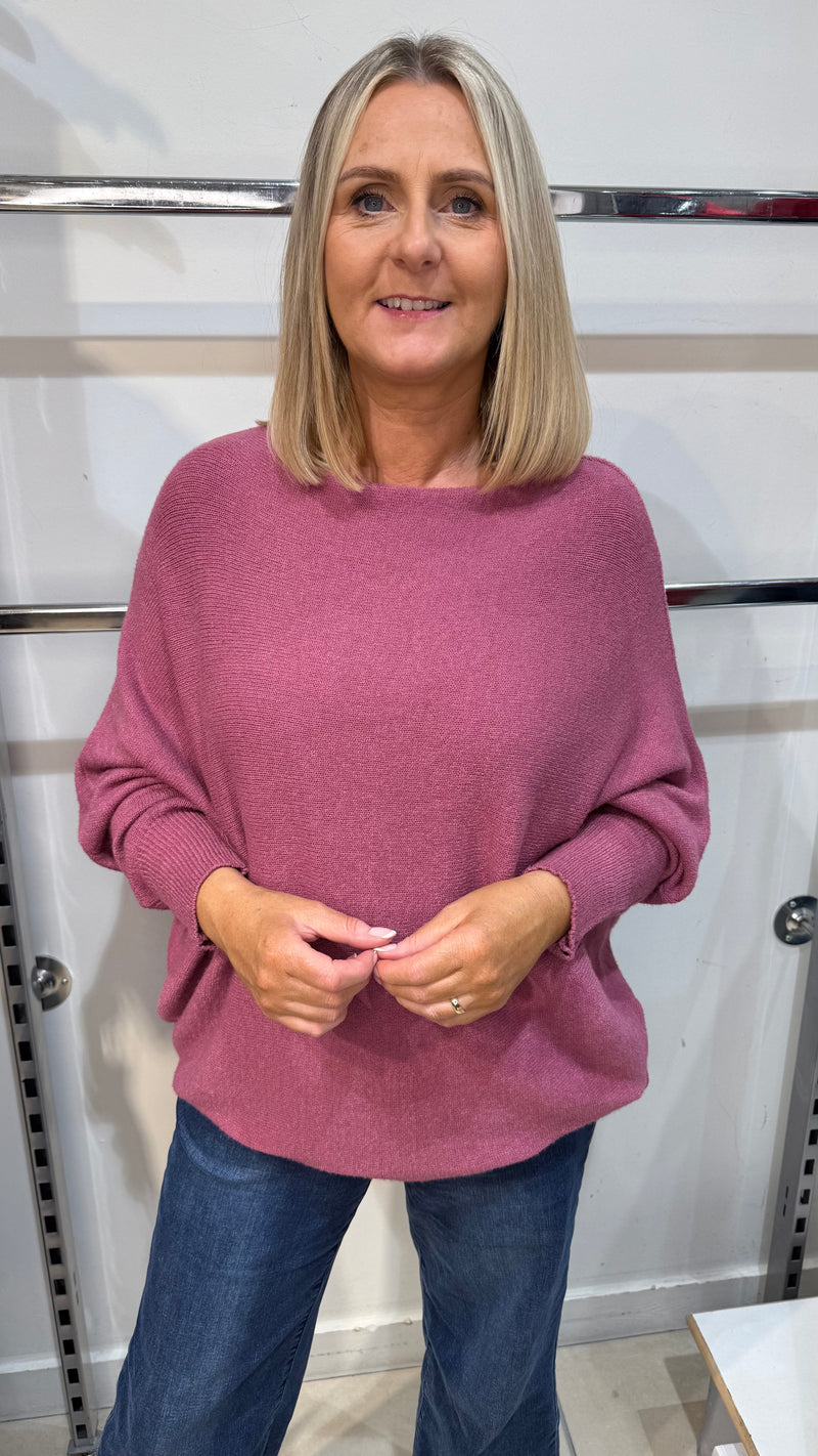 Orla - Mauve Soft Bat-Wing Jumper