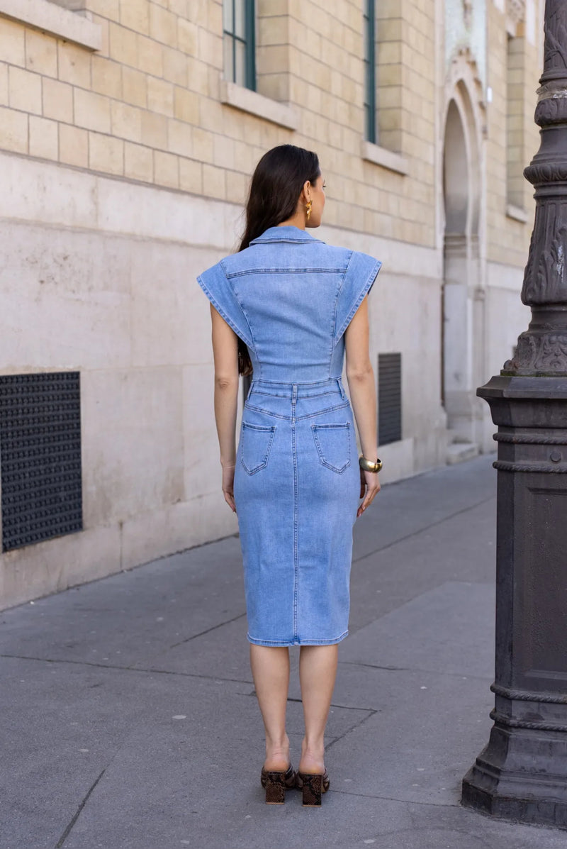 Logan - Midi Denim Zip Dress