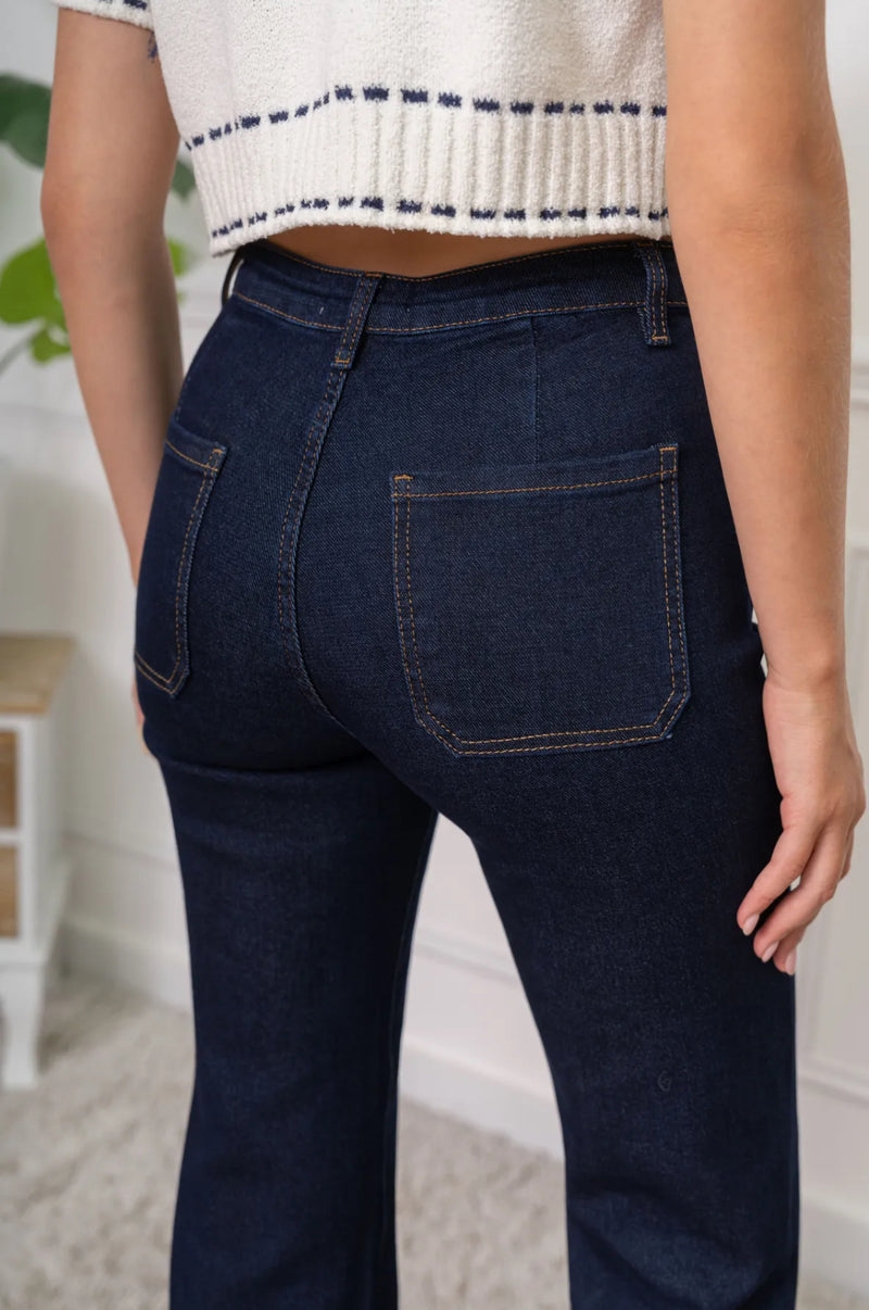 Leo - Indigo Stretch Button Pocket Jeans