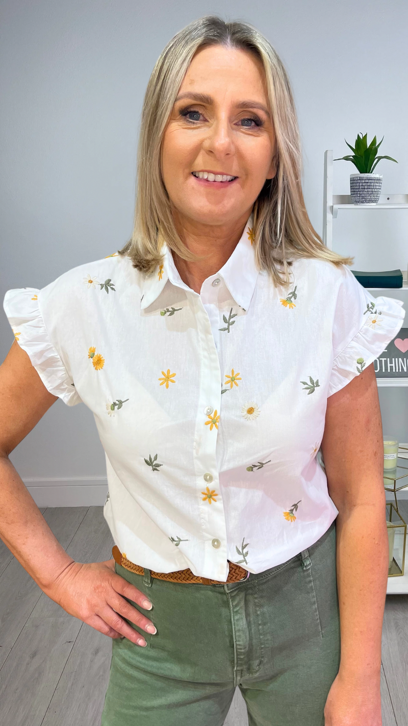 Lexi - White Embroidery Cotton Top