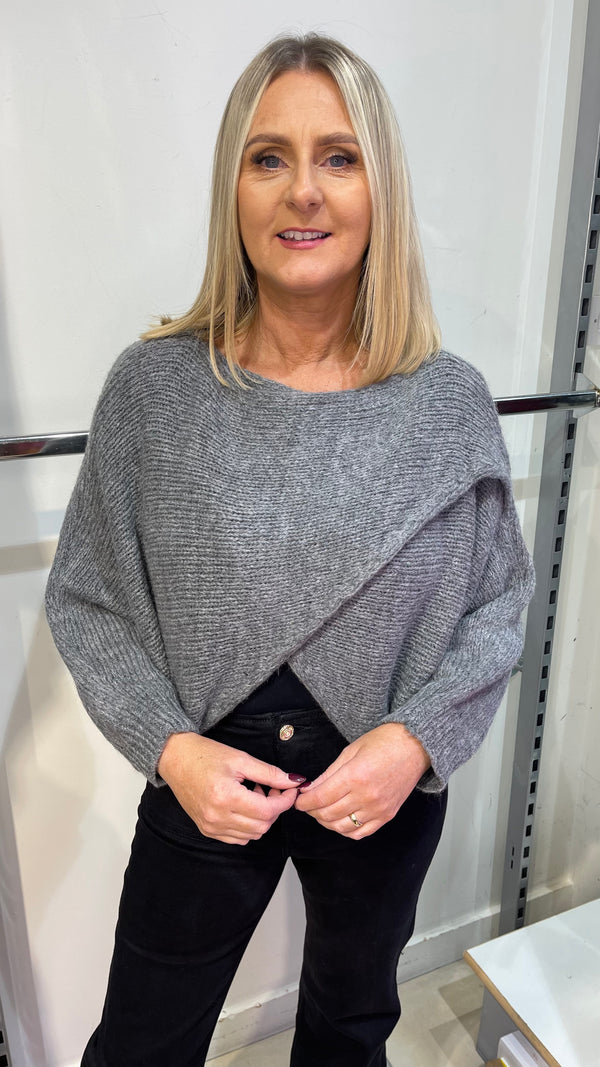 Emer - Grey Diagonal Knit