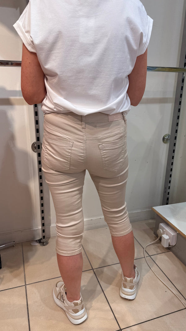 Melanie -Beige Cotton Mix Capris