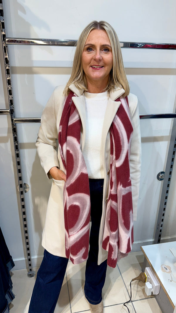 Sadie - Wine/Grey Heart Scarf