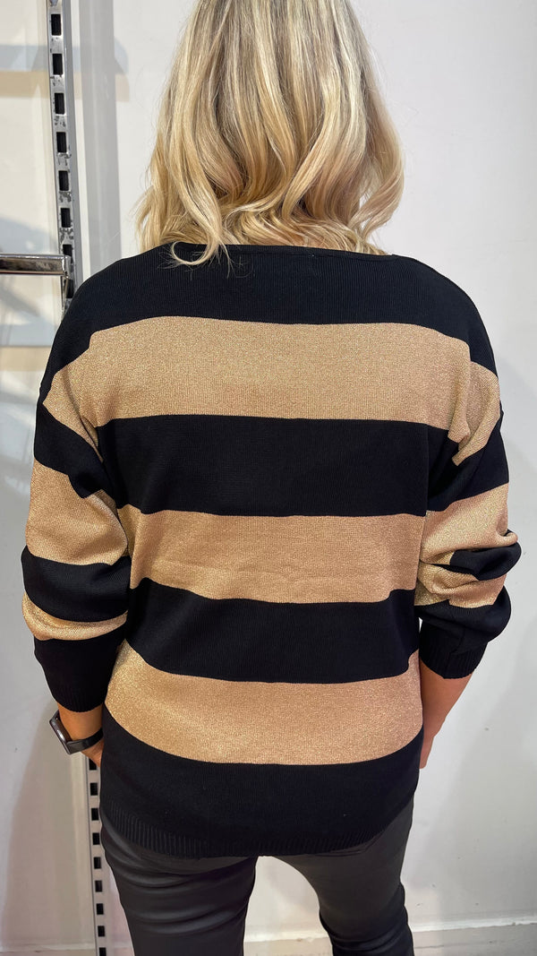 Ethan - Black/Gold Stripe Lurex Jumper