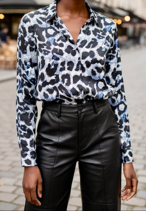Freddie - Black/Blue Animal print Shirt