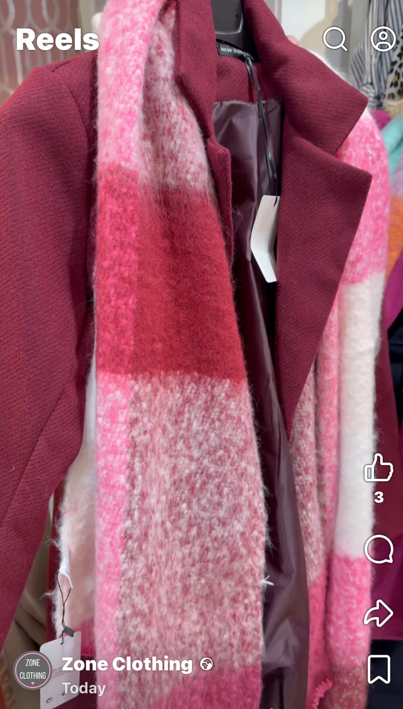 Bonnie - wine Lined Winter Coat