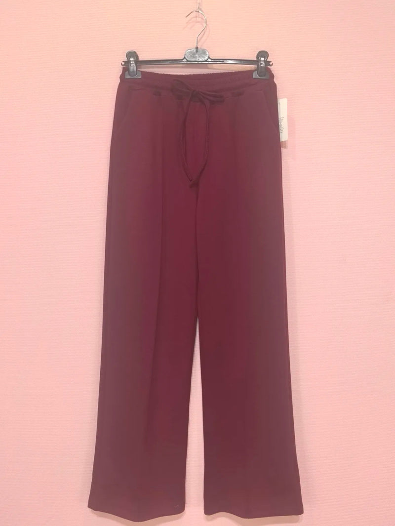 Willow - Wine Elastic Waist Seam Wide Leg Joggers