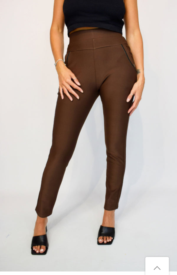 Ruth- Brown Super  Stretch High Waist Leggings
