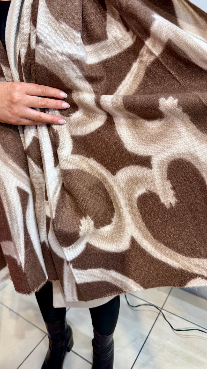 Sadie - Brown/Beige Heart Scarf