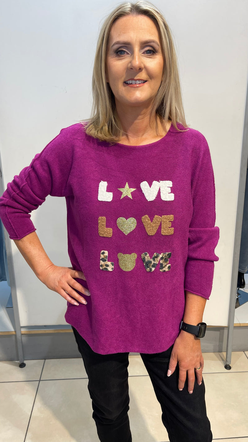 Benny - Magenta Love Graphic Knit