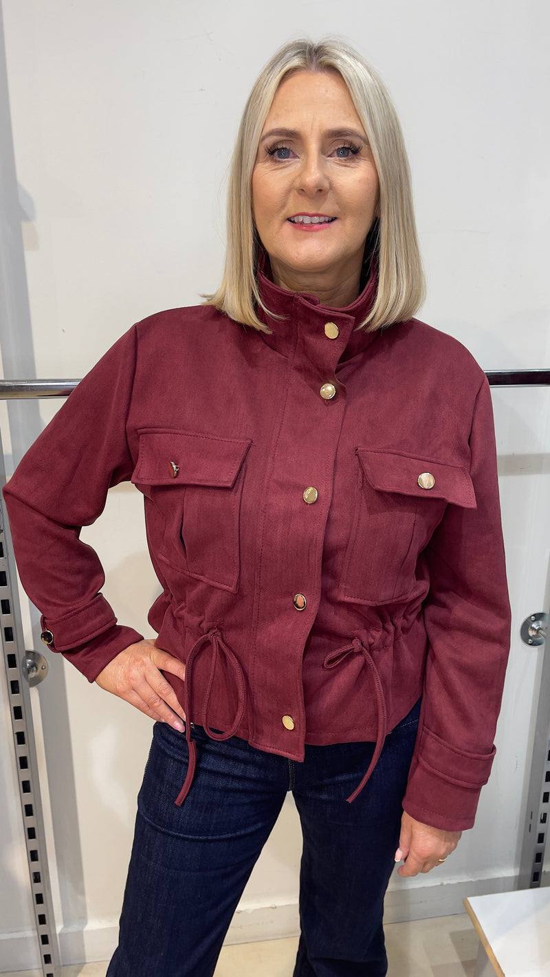 Jasper - Wine Suede Look Pocket Jacket