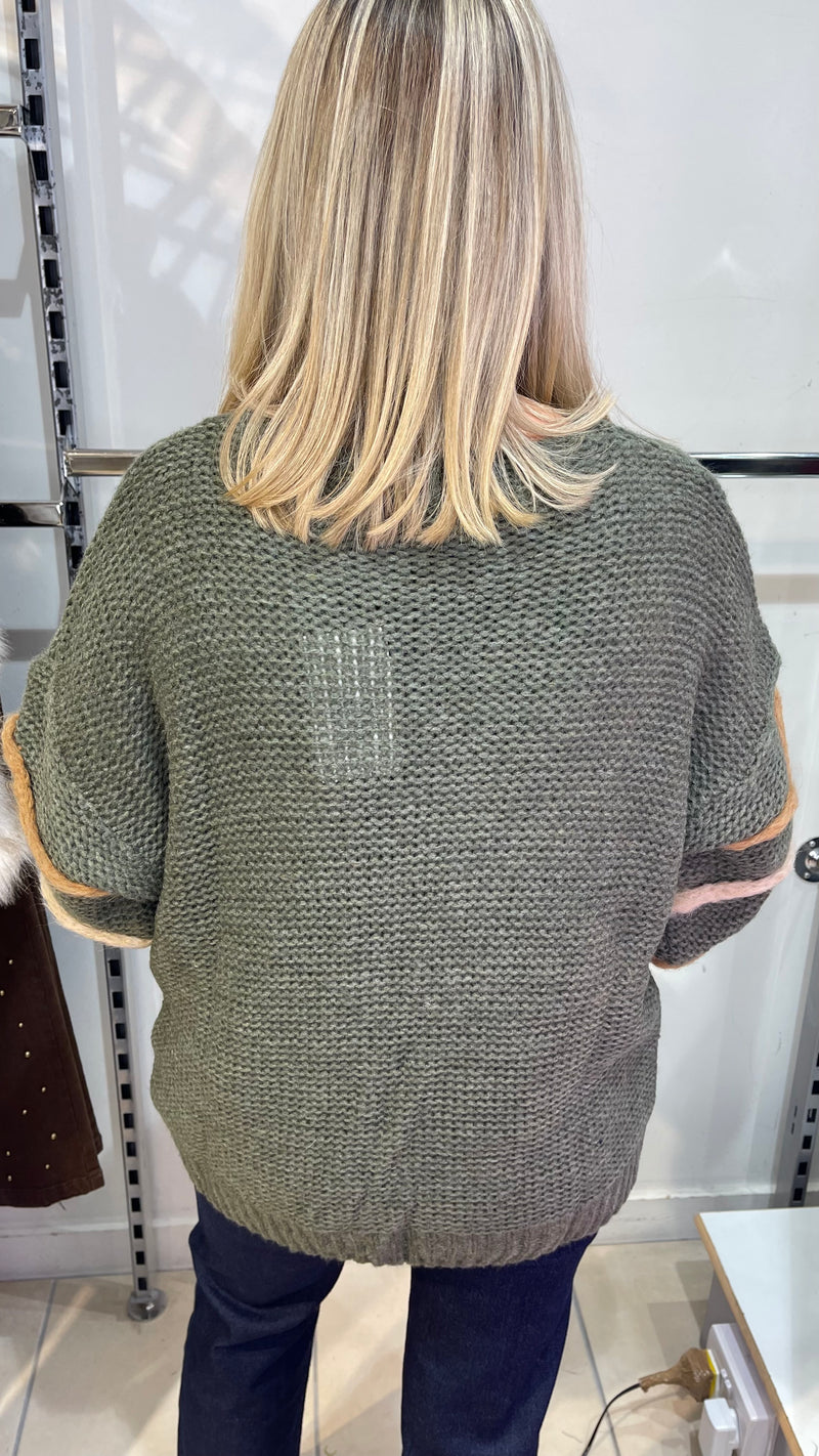 Mia - Khaki Wave Textured Soft Knit