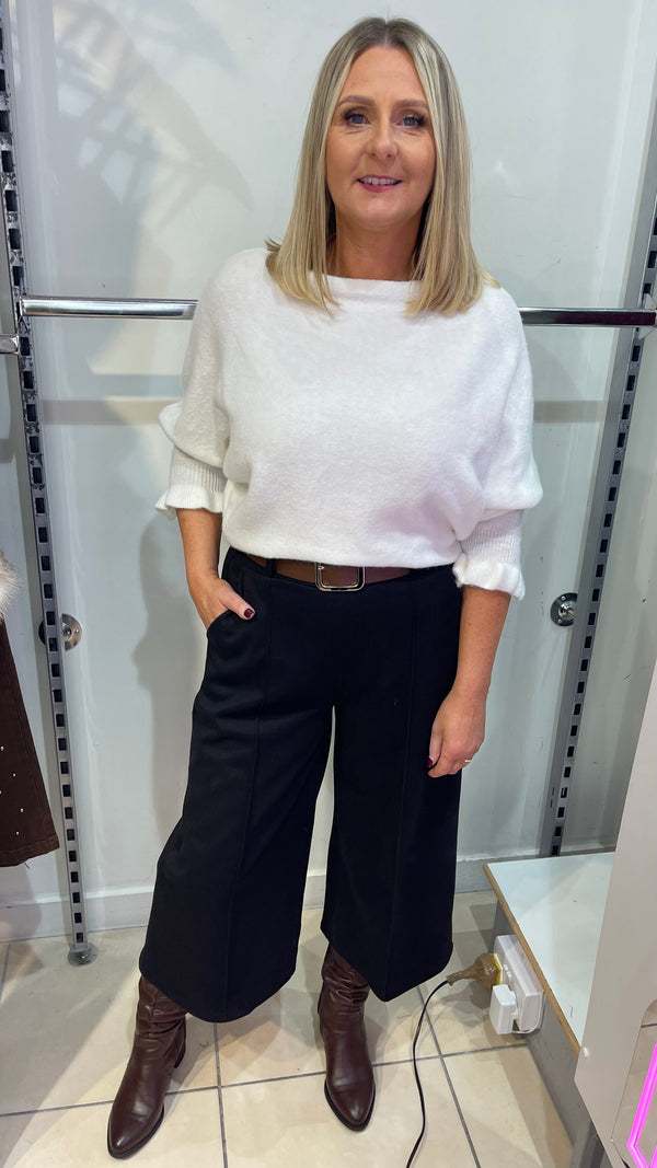 Madison - Black  Belted Culottes