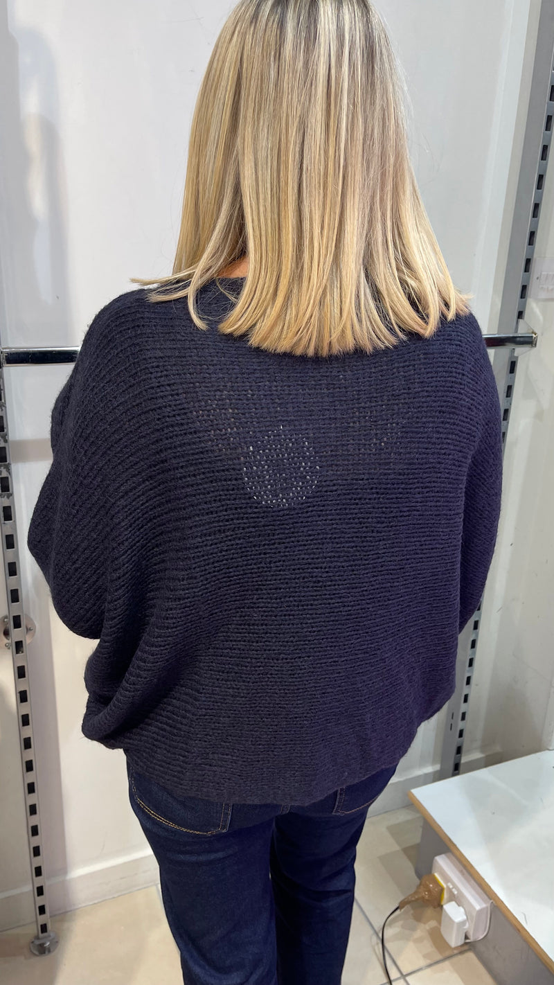 Emer - Navy Diagonal Knit