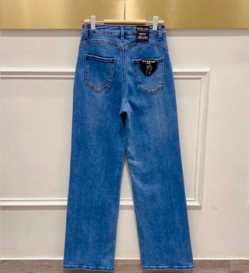 Tess- Blue Button Pocket Denims