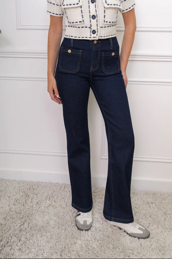 Leo - Indigo Stretch Button Pocket Jeans