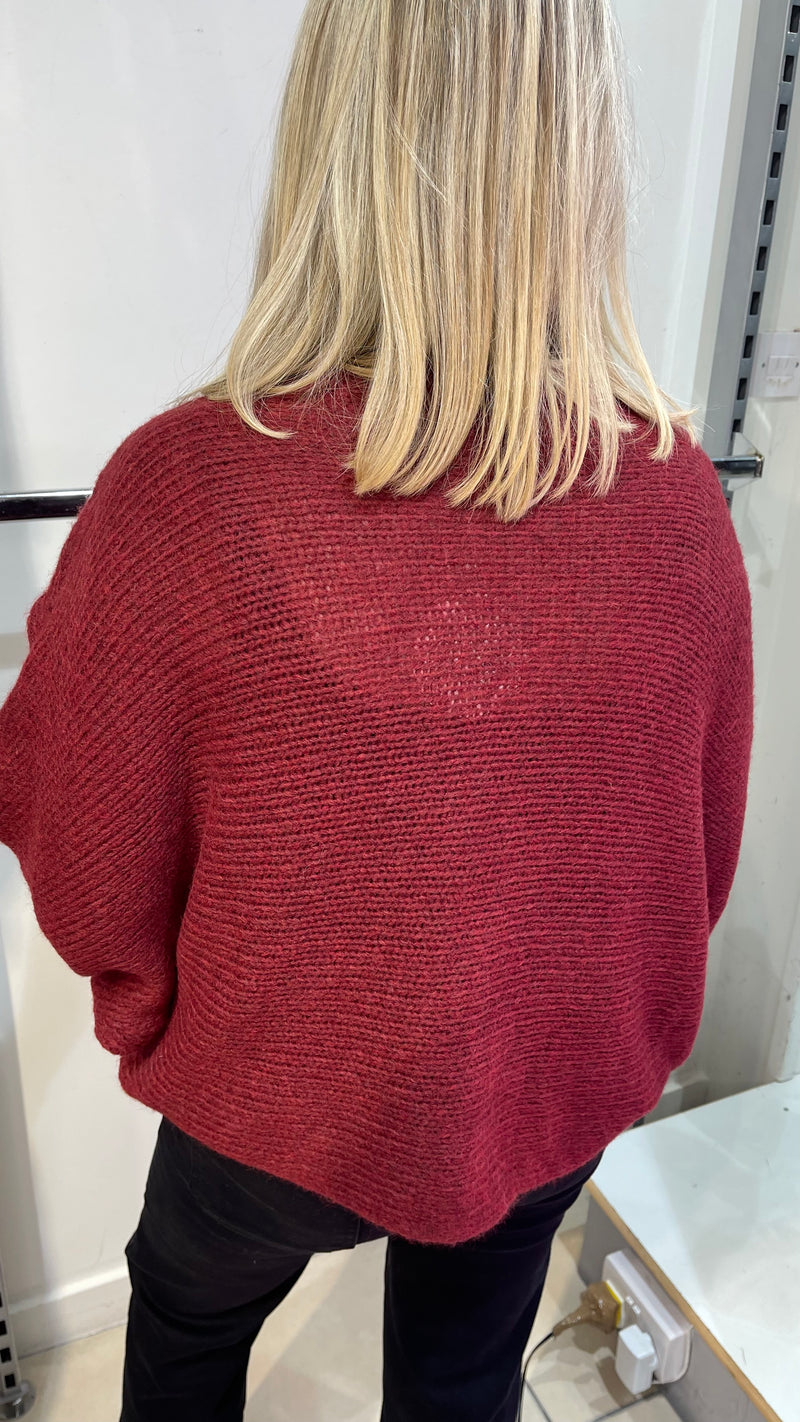 Emer - Wine Diagonal Knit