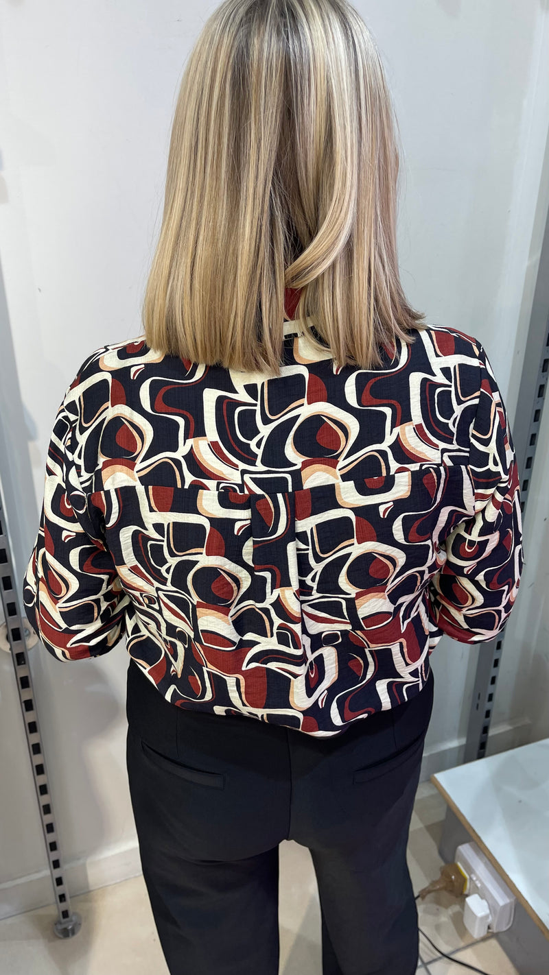 Lennon - Black Geo Print top