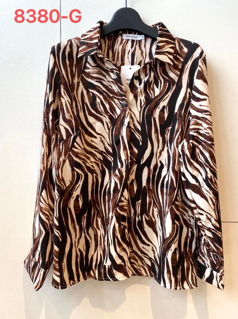 Zoe - Brown/Cream Print Top